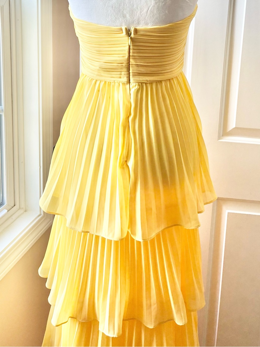 Lulus Seriously Sensational Yellow Strapless Tiered Maxi Dress Size S NWT - Picture 12 of 16